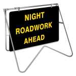 Night Roadwork Ahead Swing Stand Sign